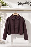 Kadın Ekose Desenli Fermuarlı Bomber Crop Ceket EFL038