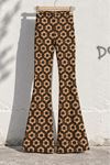 Kadın Retro Desenli Yüksek Bel İspanyol Paça Pantolon DKHF069