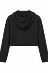 Kadın Siyah Kapüşonlu Fermuarlı Uzun Kollu Crop Sweatshirt CLT053