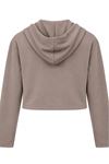 Kadın Bej Kapüşonlu Fermuarlı Uzun Kollu Crop Sweatshirt CLT053