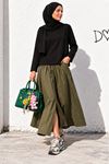 Kadın siyah kayık yaka uzun kol oversize basic bluz CLT055
