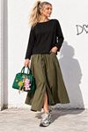 Kadın siyah kayık yaka uzun kol oversize basic bluz CLT055