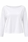 Kadın beyaz kayık yaka uzun kol oversize basic bluz CLT055
