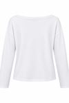 Kadın beyaz kayık yaka uzun kol oversize basic bluz CLT055