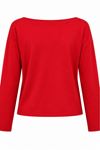Kadın kırmızı kayık yaka uzun kol oversize basic bluz CLT055