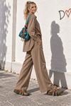 Kadın Vizon Düğmeli Oversize Gömlek Beli Lastikli Pantolon İkili Takım TG046